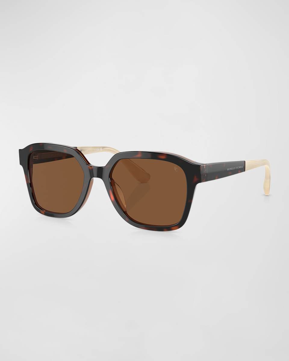 Sleek Acetate & Metal Crystal Square Sunglasses
